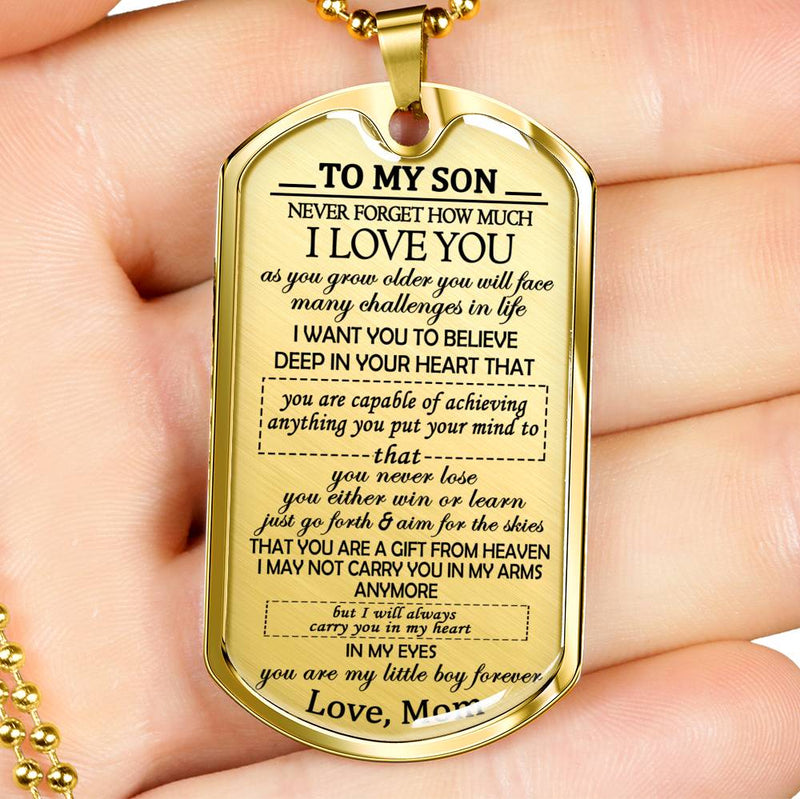 Son Birthday Gifts - You Are My Little Boy Forever Dog Tag Personalized - Mom And Child Pendant Necklace - Anniversary Presents For Him