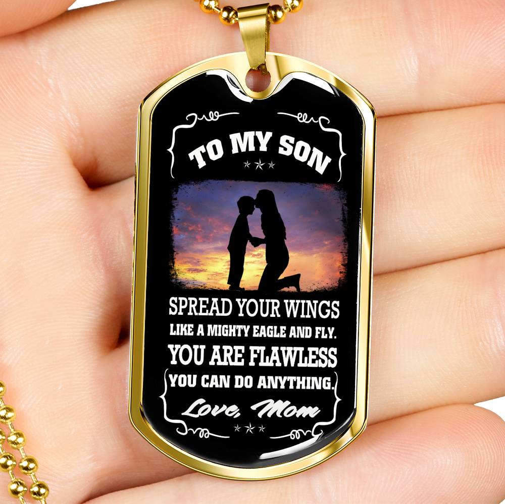 You Can Do Anything Dog Tag Military Love Mom - Mother And Child Necklace For Little Boy, Teen Boy - Anniversary Gag Gifts Pendant Measures 28.5mm x 51mm