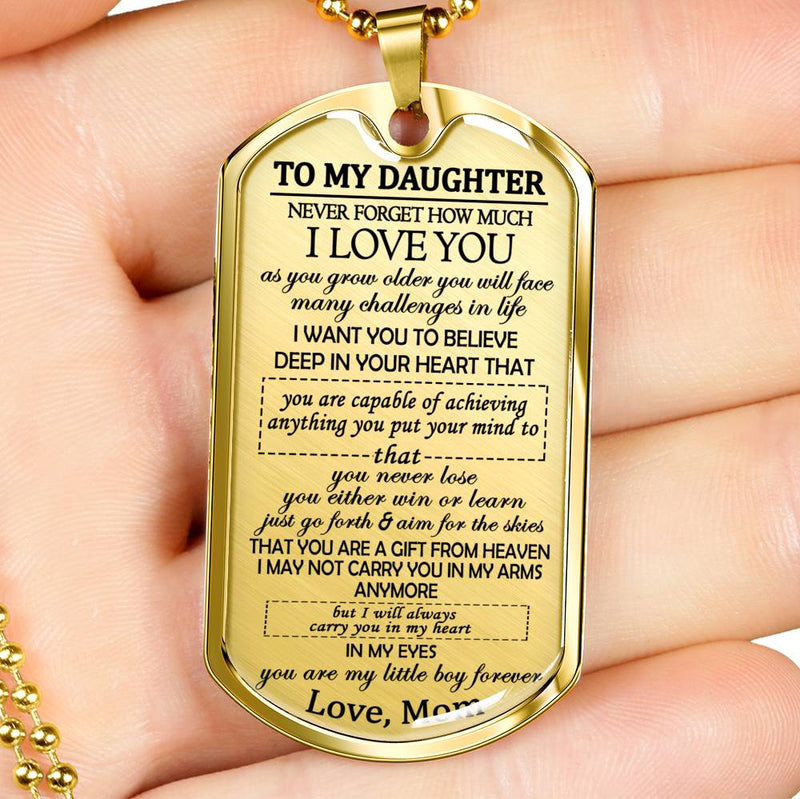 To My Daughter I Love You Dog Tag Pendant - Mom To Daughter Necklace Pendant