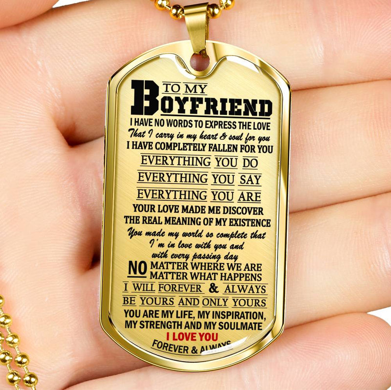 Boyfriend Pendant Necklace Customized - I Love You Quotes Dog Tag Military