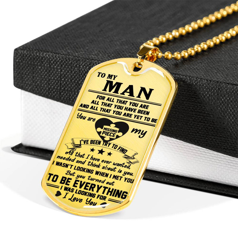 Man Gag Gifts I Love You Quotes Dog Tag Military Custom Stainless Steel Gold From Woman - Love Gifts For Men On Valentine's Day Birthday Includes Gift Box