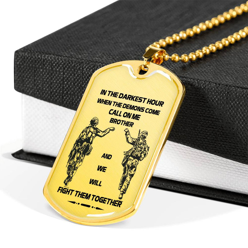 Soldier Necklace Dog Tags For Men - Brother Dog Tag Military Silver - We Will Fight Them Together Pendant Necklace Personalized Birthday Gifts For Brothers