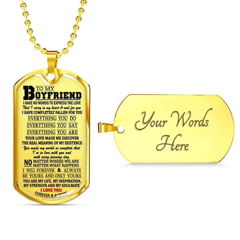 Boyfriend Pendant Necklace Customized - I Love You Quotes Dog Tag Military