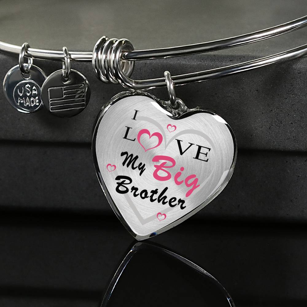 I Love My Big Brother Heart Pendant Necklace - Fashion Jewelry for Men and Boys - Anniversary Present for Him, Best Friends