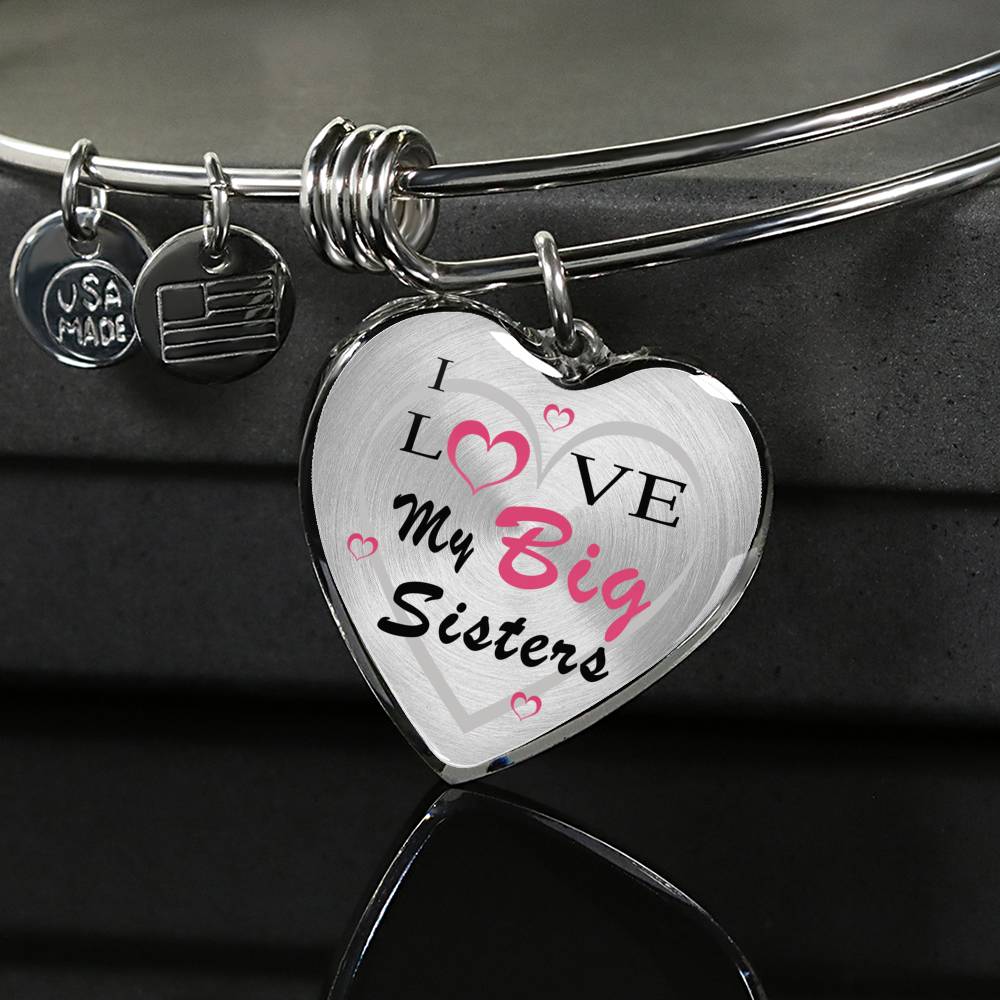 Big Sister Birthday Gifts - I Love My Big Sisters Heart Pendant Necklace - Fashion Jewelry for Women Girls - Anniversary Present for Her, Best Friends